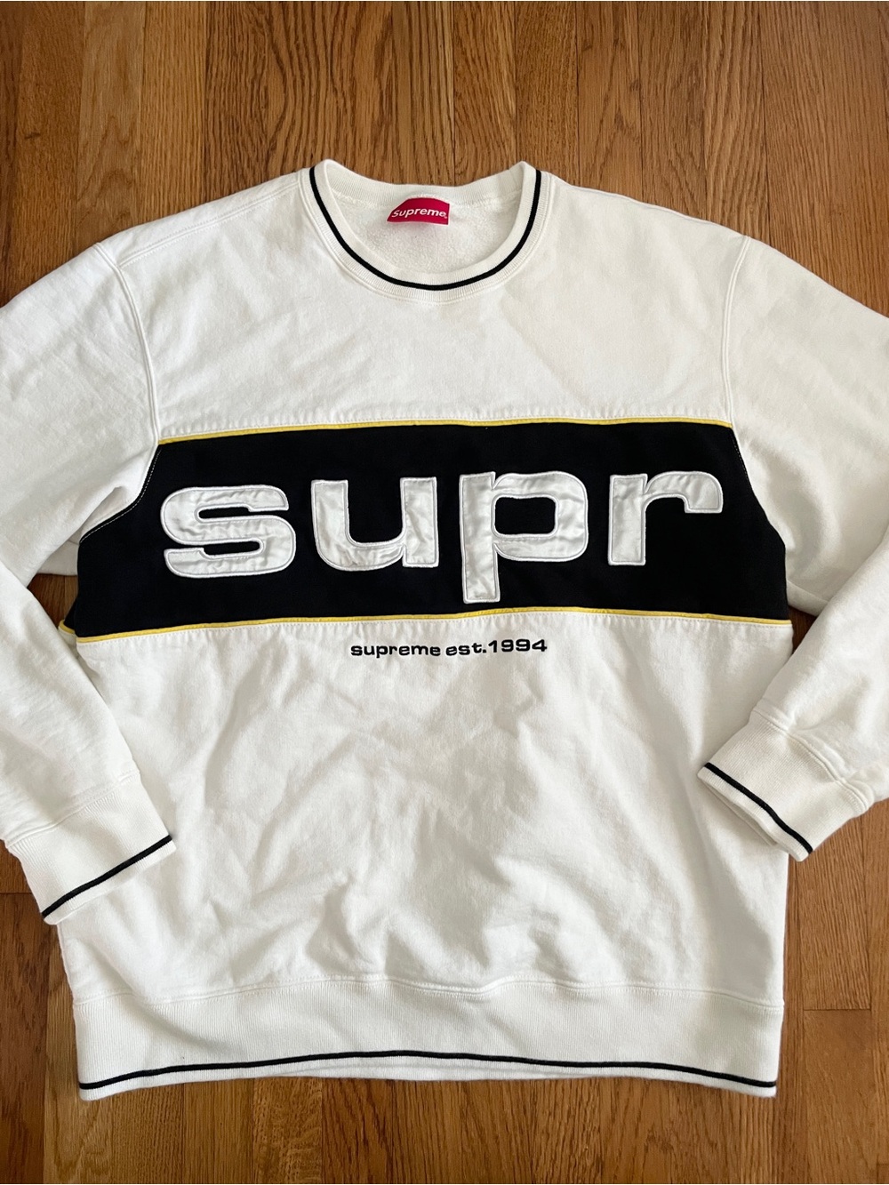 Supreme piping White Crewneck sweatshirt Large